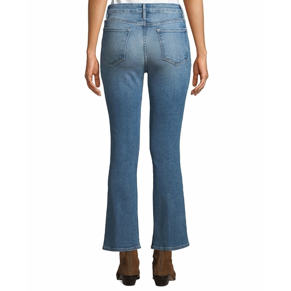 Frame Y2K Le Crop Mini Boot Cut Tear Away Flared Hem Denim Jeans - Picture 9 of 10